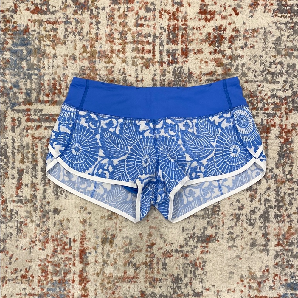 Lululemon Blue Floral Women's Running Shorts